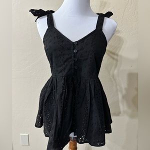 Missguided Black Tie Strap Peplum Top